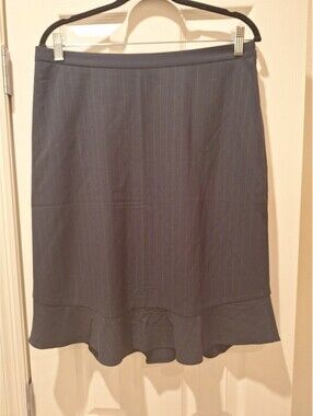 Ann Taylor Loft - Navy Blue Pin Stripe Knee Length Skirt - 12 NWT